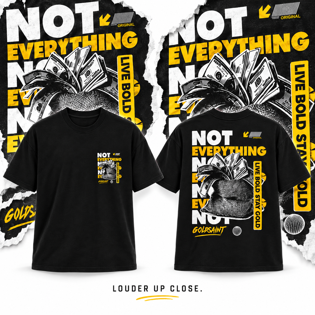 Goldsaint Relax Fit Graphic T-Shirt - Money is not Everything
