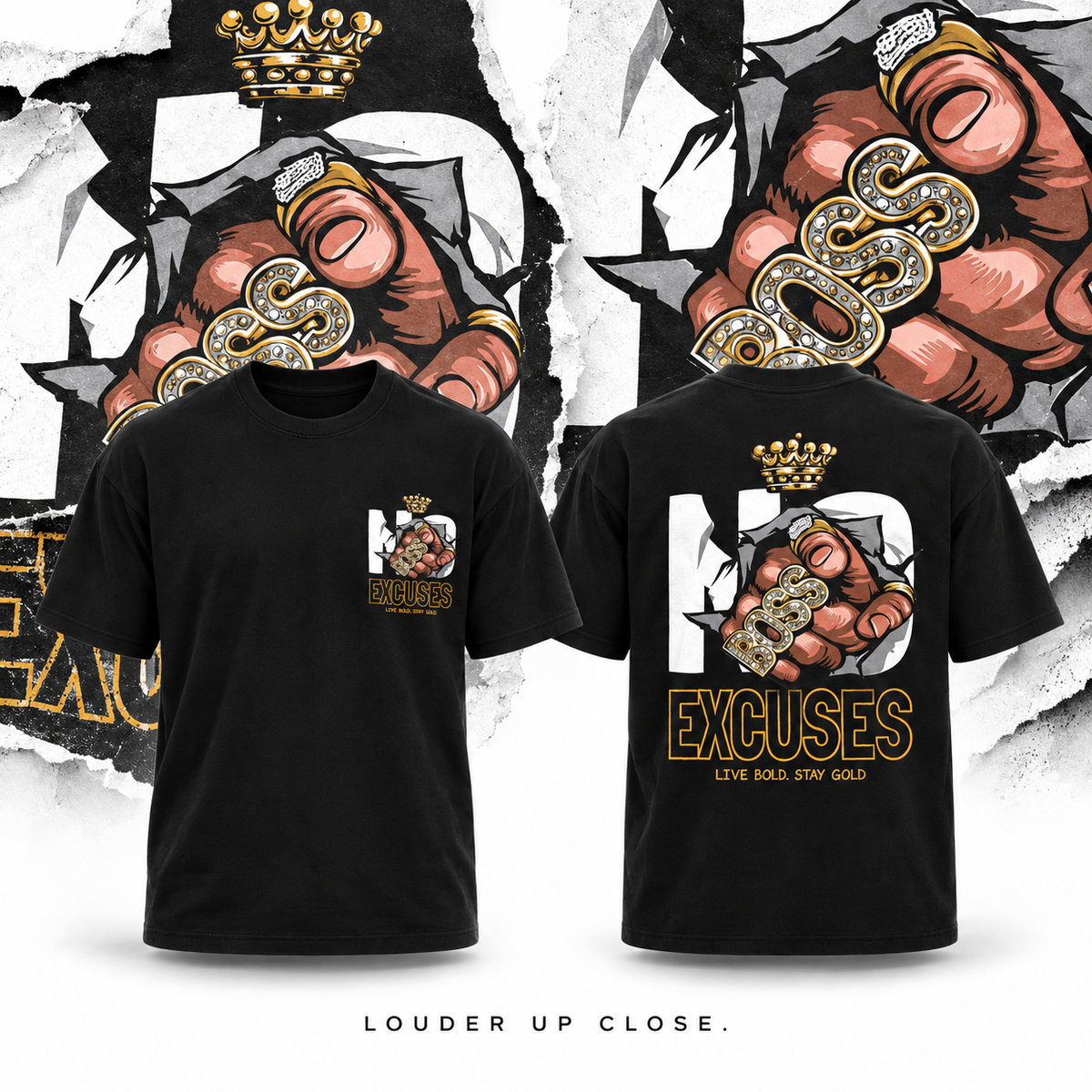 Goldsaint Relax Fit Graphic T-Shirt - No Excuses