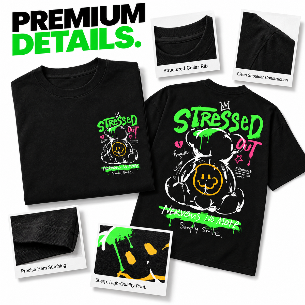 Goldsaint Relax Fit Graphic T-Shirt - Stressed Out