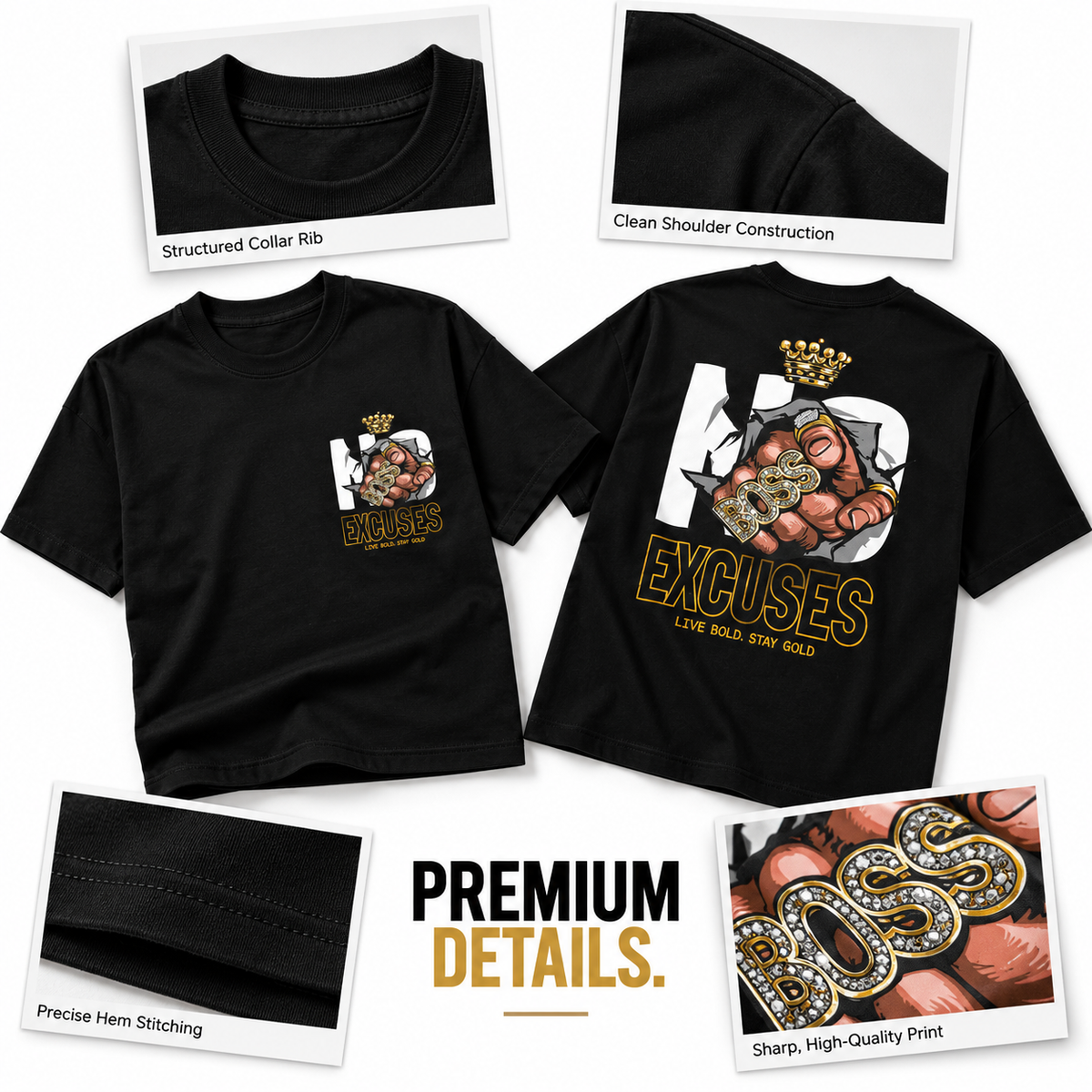 Goldsaint Relax Fit Graphic T-Shirt - No Excuses
