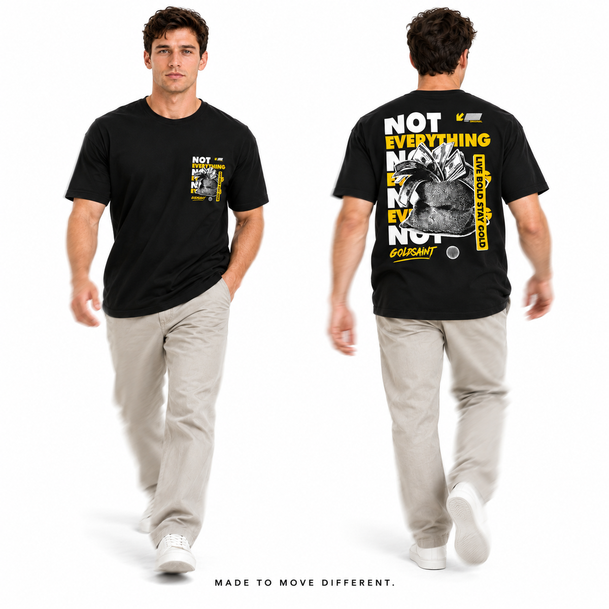 Goldsaint Relax Fit Graphic T-Shirt - Money is not Everything