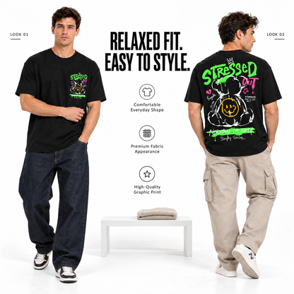 Goldsaint Relax Fit Graphic T-Shirt - Stressed Out