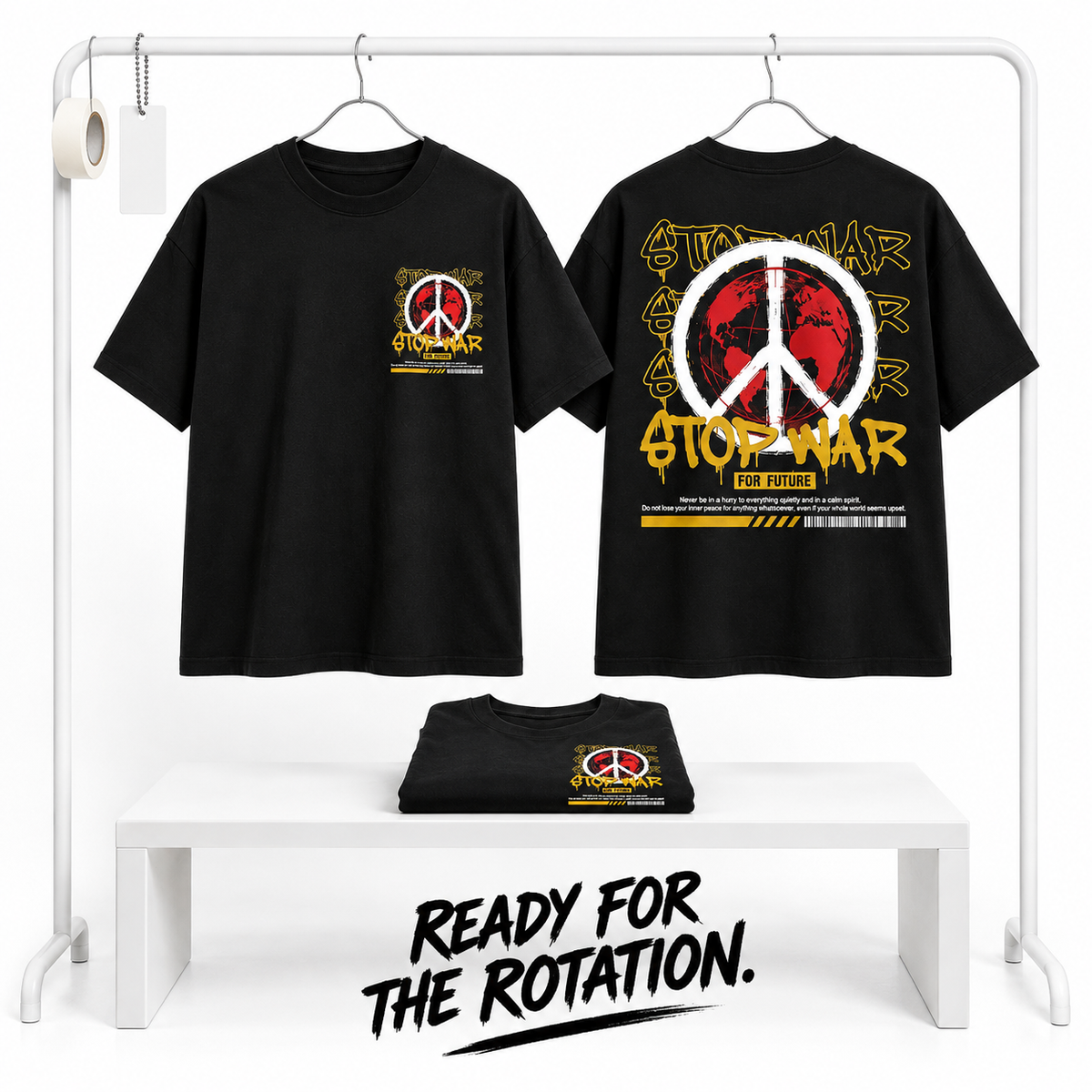 Goldsaint Relax Fit Graphic T-Shirt - Stop War
