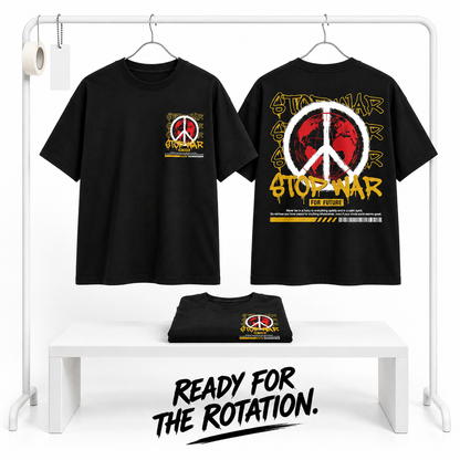 Goldsaint Relax Fit Graphic T-Shirt - Stop War