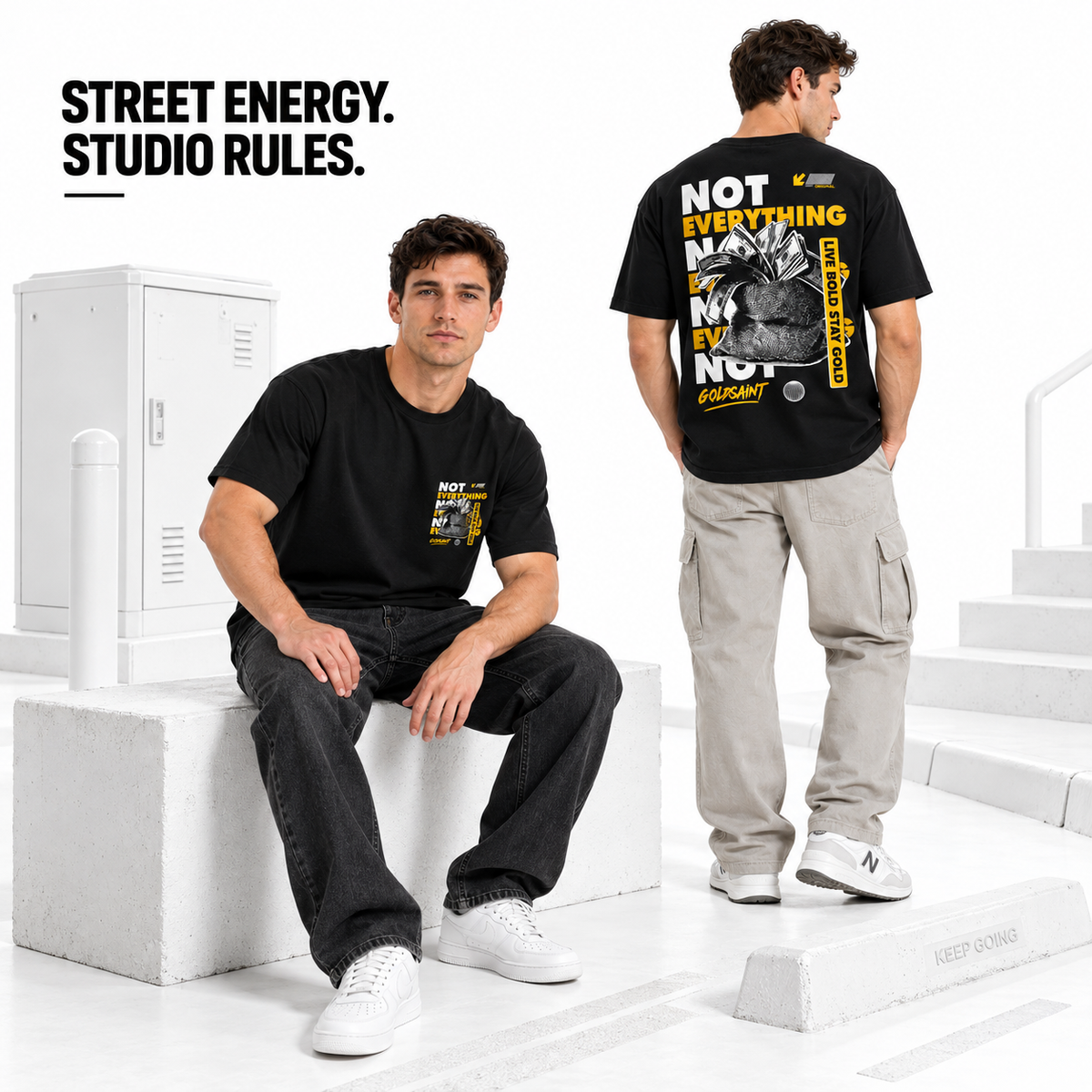Goldsaint Relax Fit Graphic T-Shirt - Money is not Everything