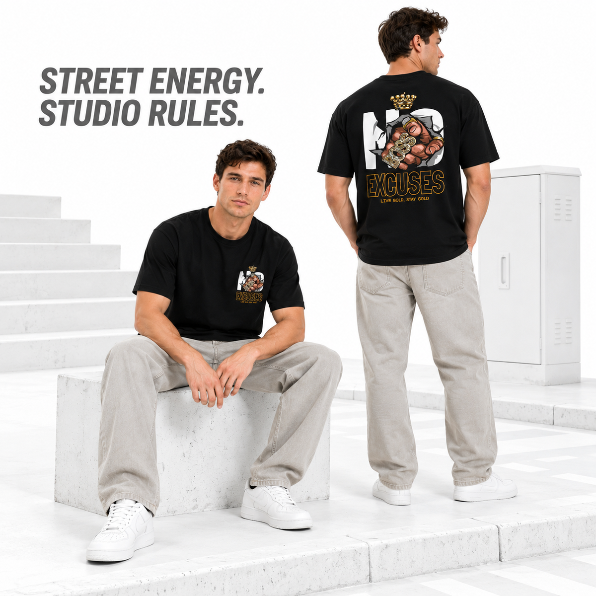 Goldsaint Relax Fit Graphic T-Shirt - No Excuses