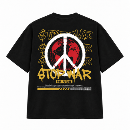 Goldsaint Relax Fit Graphic T-Shirt - Stop War