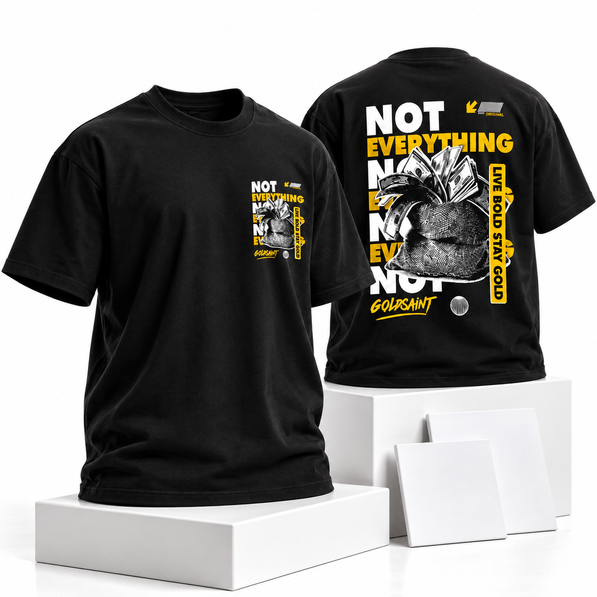 Goldsaint Relax Fit Graphic T-Shirt - Money is not Everything