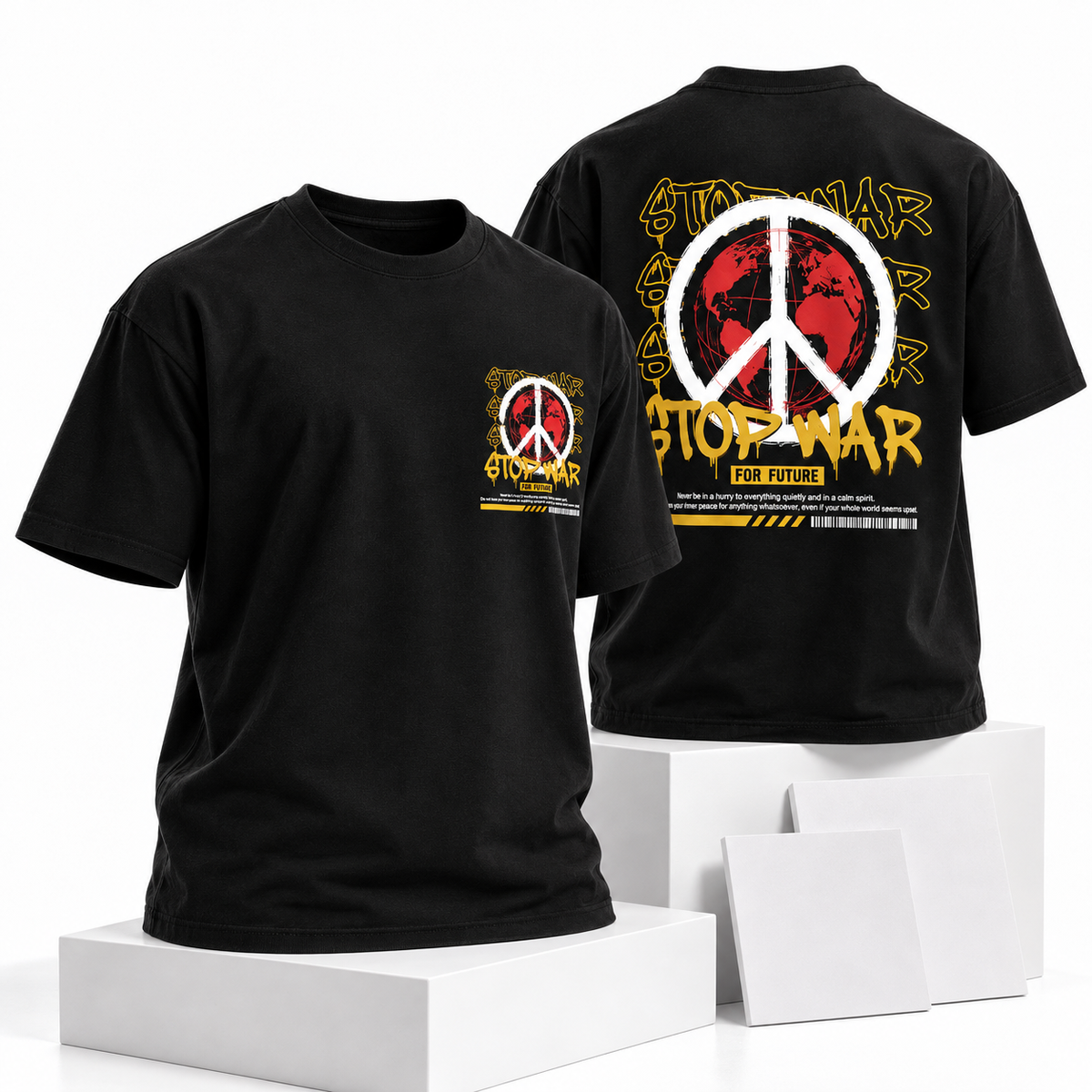 Goldsaint Relax Fit Graphic T-Shirt - Stop War