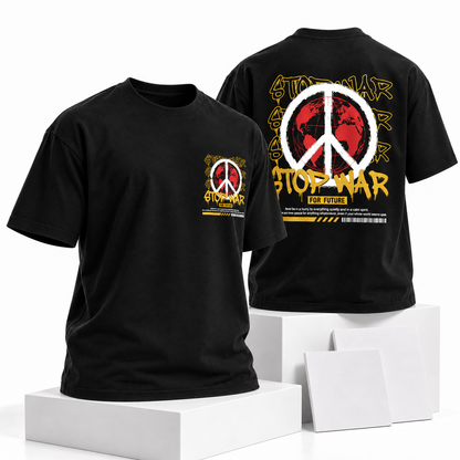 Goldsaint Relax Fit Graphic T-Shirt - Stop War